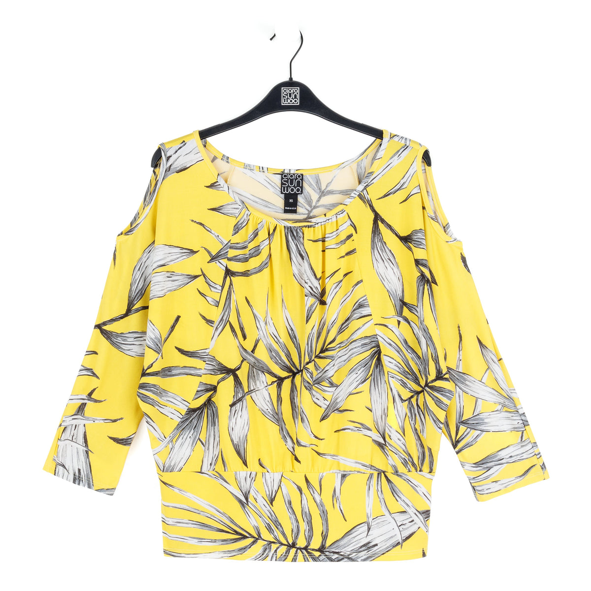 Open Shoulder Blouson Waist Top - Sunlit Palm - Final Sale | Clara Sunwoo