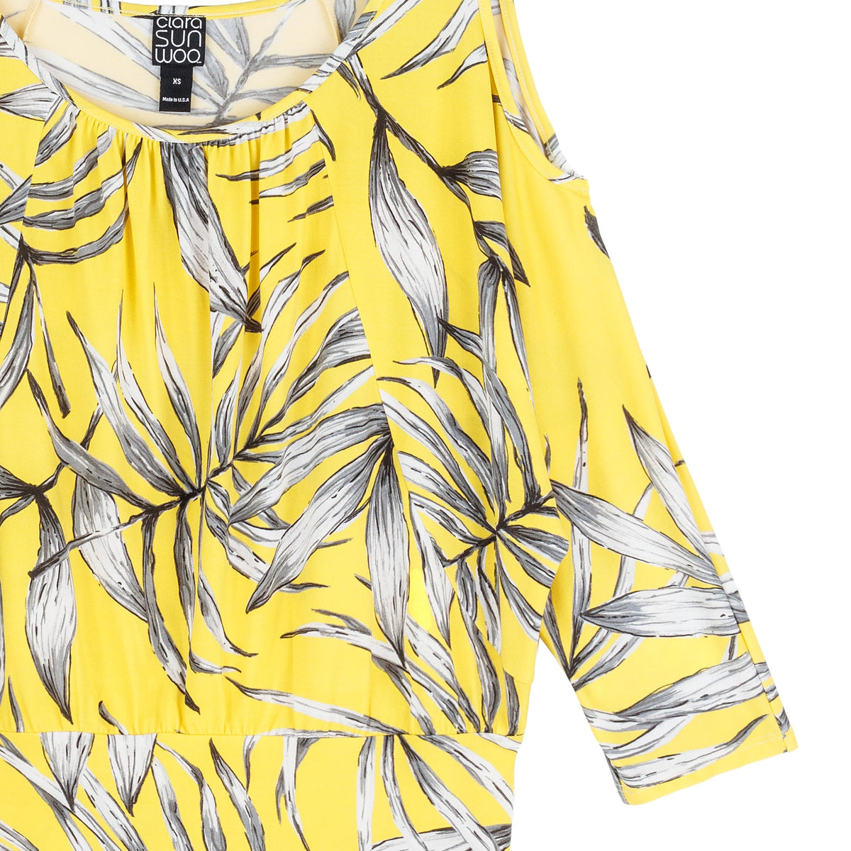 Open Shoulder Blouson Waist Top - Sunlit Palm - Final Sale | Clara Sunwoo
