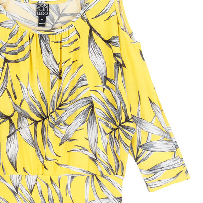 Open Shoulder Blouson Waist Top - Sunlit Palm - Final Sale | Clara Sunwoo
