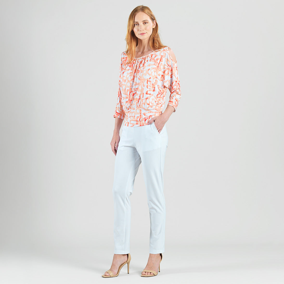 Open Shoulder Blouson Waist Top - Damask Motif - Final Sale | Clara Sunwoo