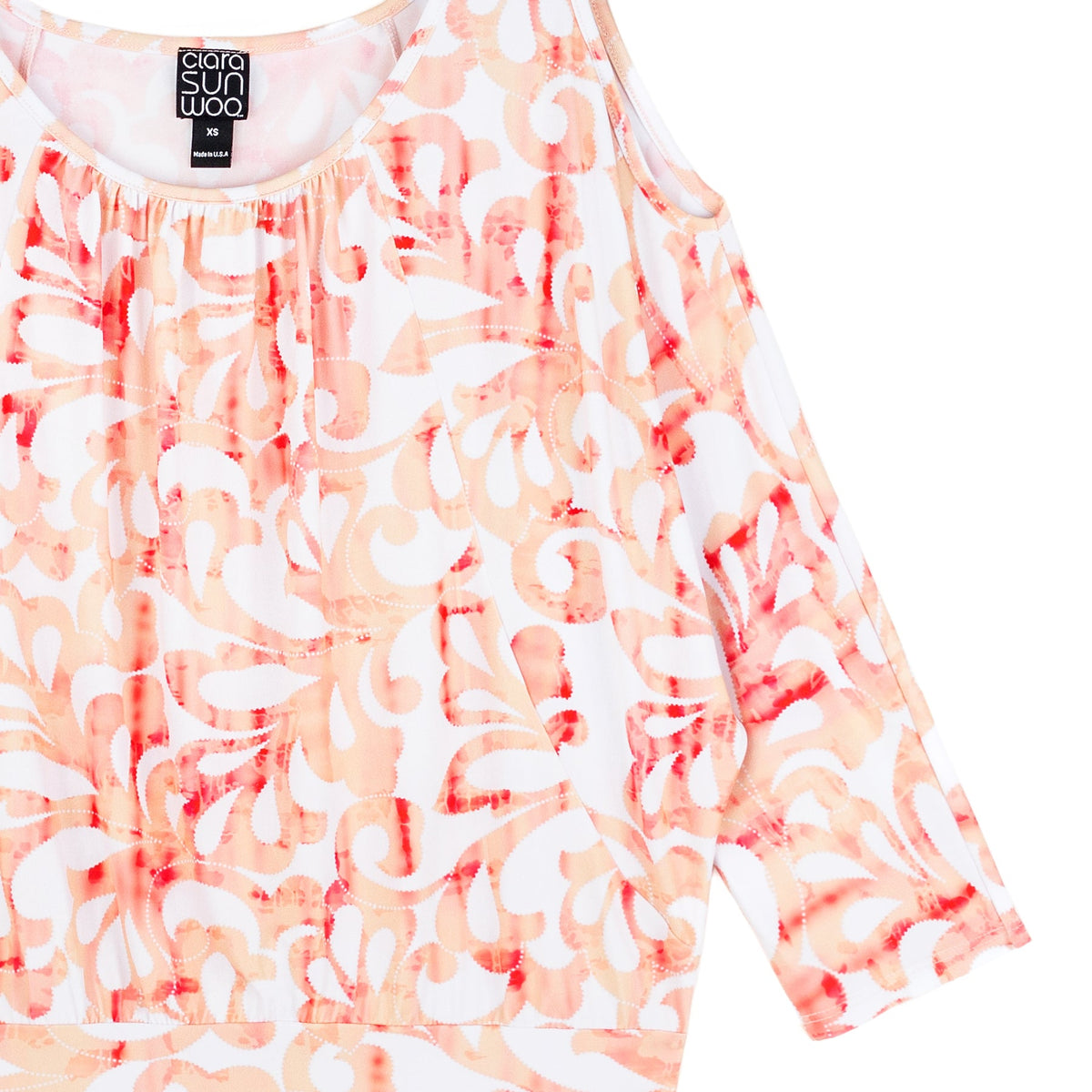 Open Shoulder Blouson Waist Top - Damask Motif - Final Sale | Clara Sunwoo