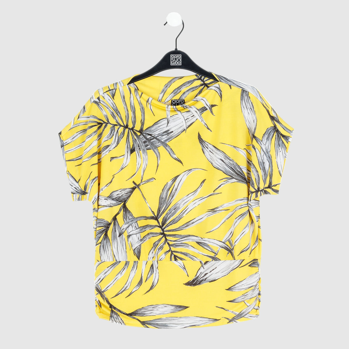 Side Ruched Boat Neck Top - Sunlit Palm - Final Sale | Clara Sunwoo