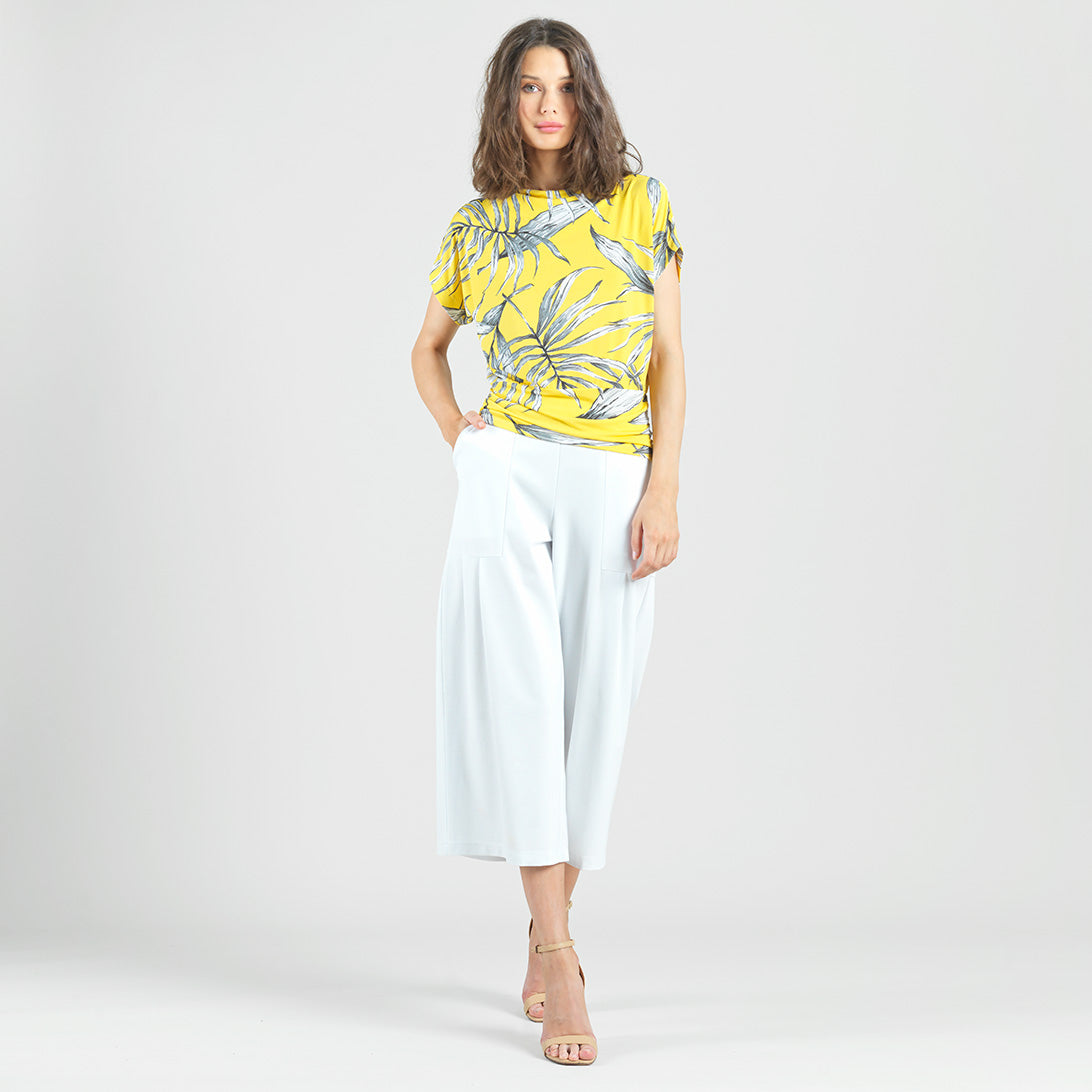 Side Ruched Boat Neck Top - Sunlit Palm - Final Sale | Clara Sunwoo