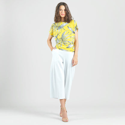 Side Ruched Boat Neck Top - Sunlit Palm - Final Sale | Clara Sunwoo