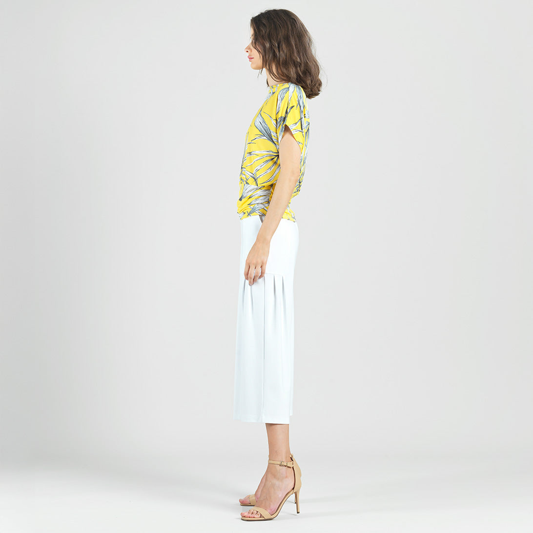 Side Ruched Boat Neck Top - Sunlit Palm - Final Sale | Clara Sunwoo