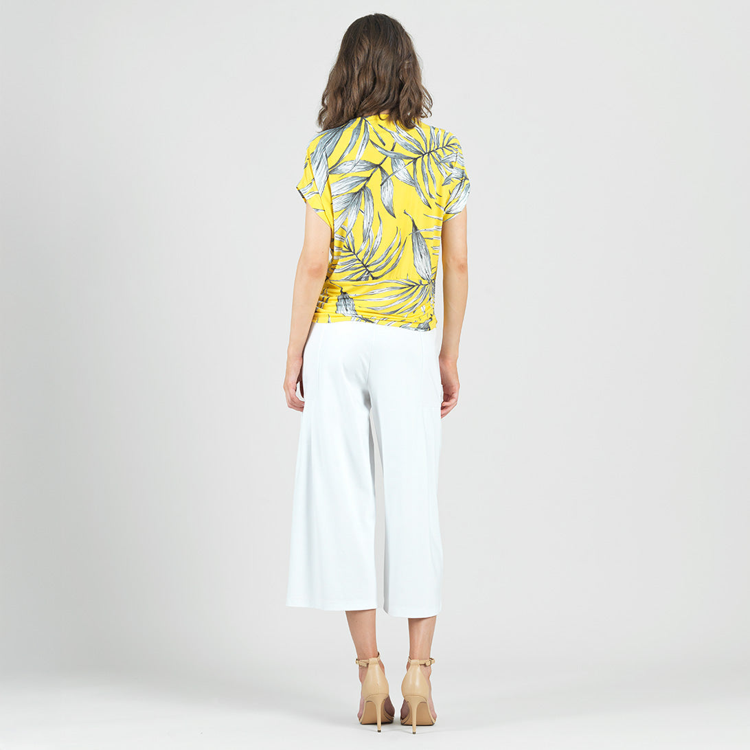 Side Ruched Boat Neck Top - Sunlit Palm - Final Sale | Clara Sunwoo