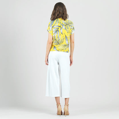 Side Ruched Boat Neck Top - Sunlit Palm - Final Sale | Clara Sunwoo