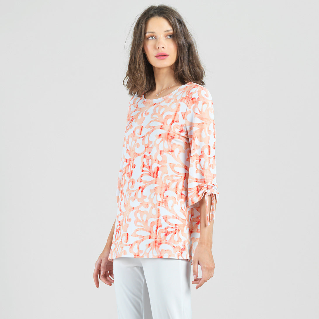 Pull-Tie Cuff Tunic - Damask Motif - Final Sale | Clara Sunwoo