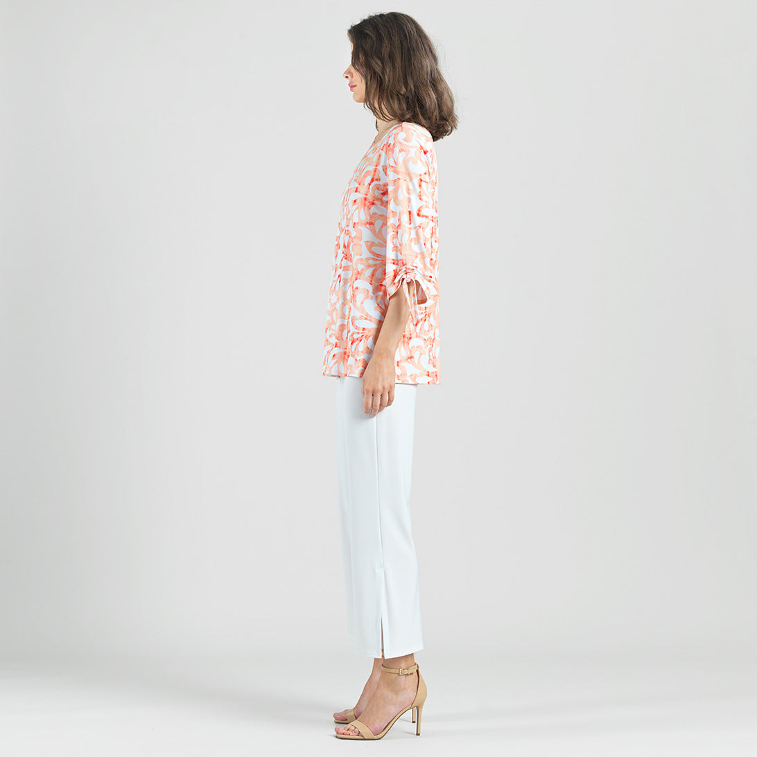 Pull-Tie Cuff Tunic - Damask Motif - Final Sale | Clara Sunwoo
