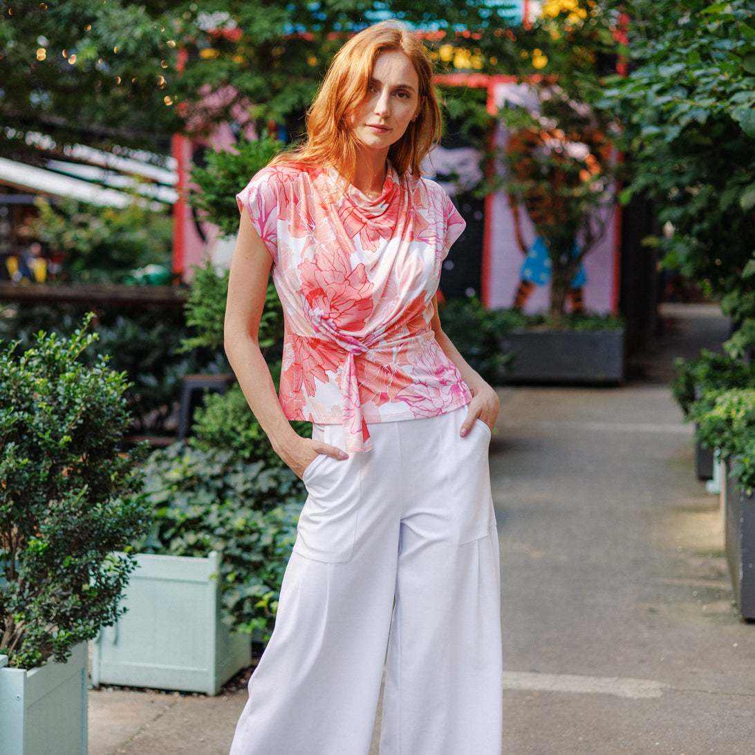 Butter Knit - Drape Neck Loop Front Top - Sunset Petals - Final Sale | Clara Sunwoo