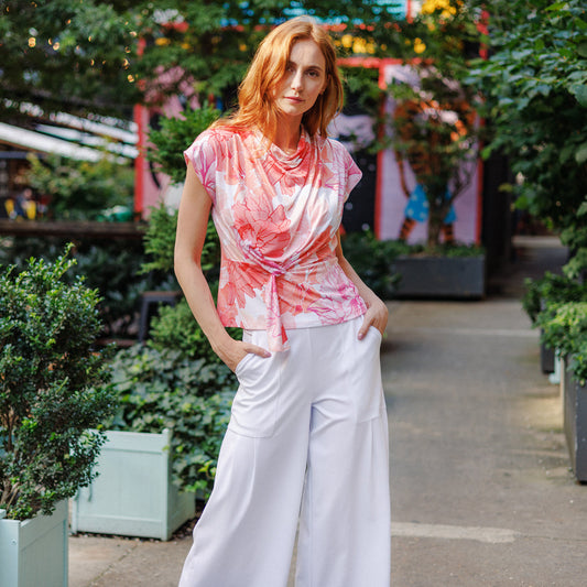 Butter Knit - Drape Neck Loop Front Top - Sunset Petals - Final Sale | Clara Sunwoo