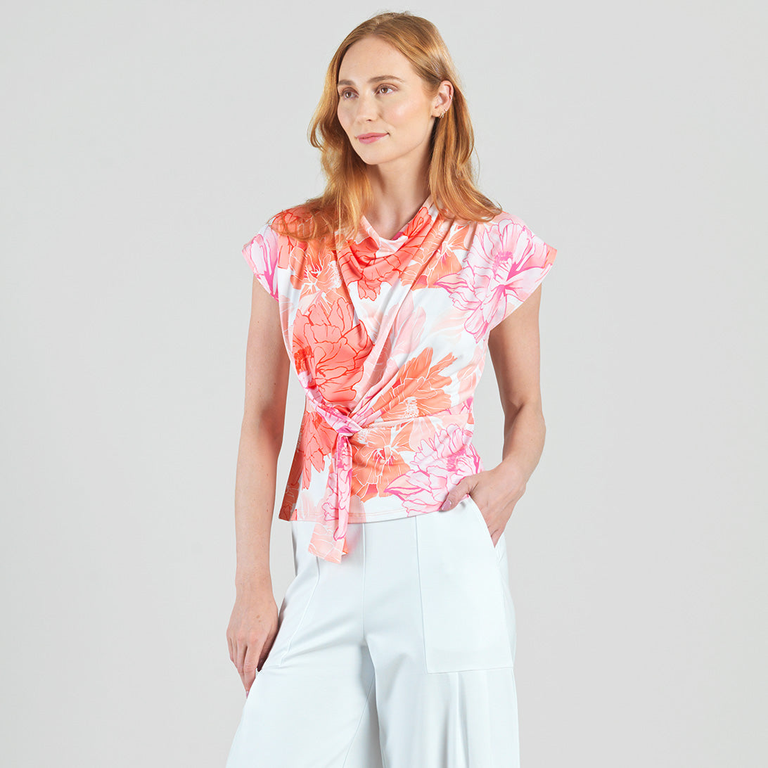 Butter Knit - Drape Neck Loop Front Top - Sunset Petals - Final Sale | Clara Sunwoo