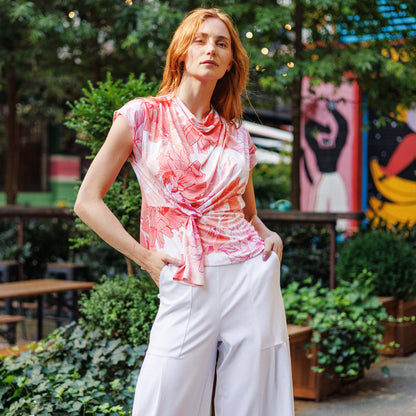 Butter Knit - Drape Neck Loop Front Top - Sunset Petals - Final Sale | Clara Sunwoo