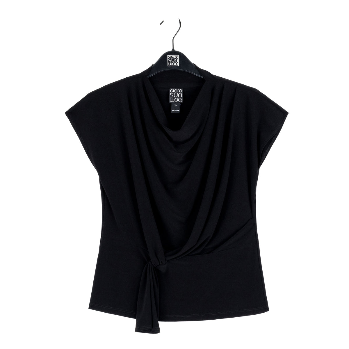 Drape Neck Loop Front Top - Black - Final Sale | Clara Sunwoo