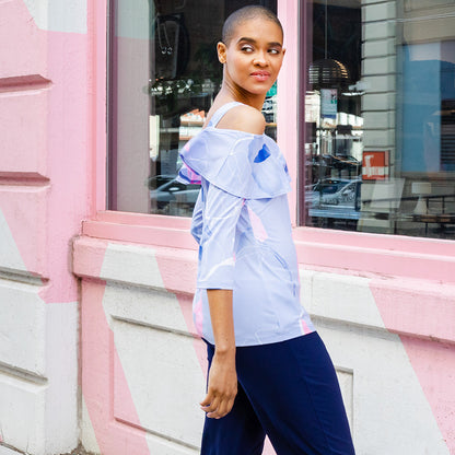 Open Shoulder Ruffle Top - Floral Sketch - Final Sale! | Clara Sunwoo