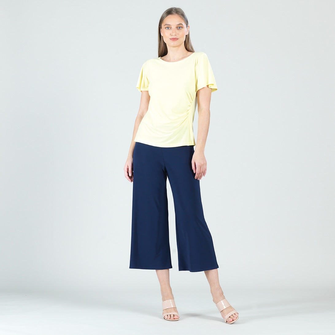 Side Cinched Flounce Sleeve Top - Yellow - Final Sale! | Clara Sunwoo