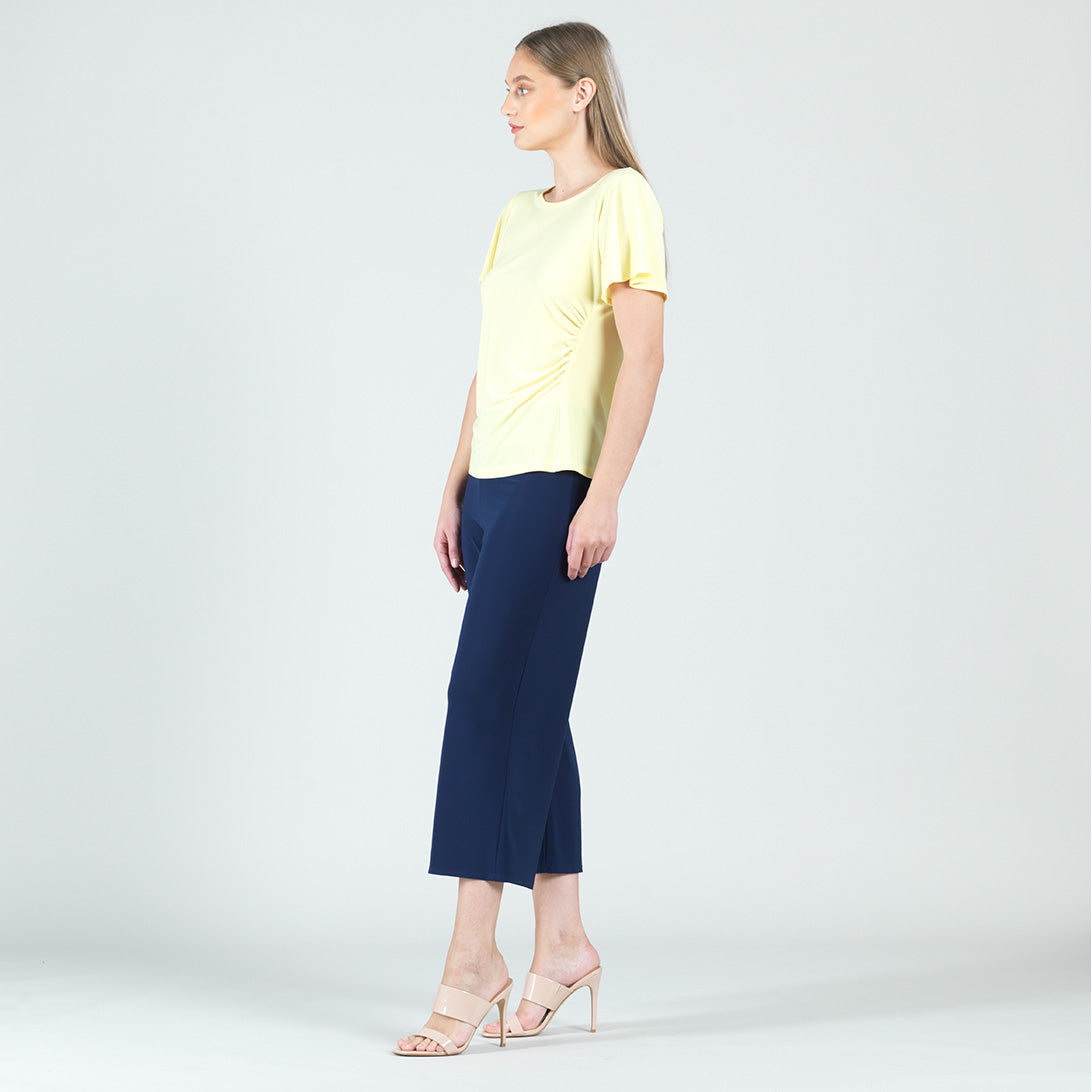 Side Cinched Flounce Sleeve Top - Yellow - Final Sale! | Clara Sunwoo