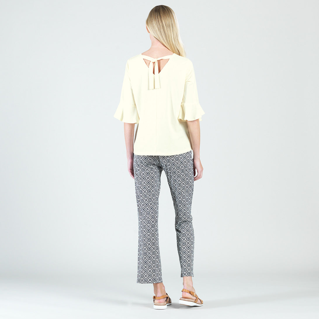 Peach Knit - Tulip Cuff Back Tie Top - Yellow - Final Sale! | Clara Sunwoo