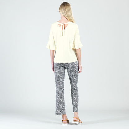 Peach Knit - Tulip Cuff Back Tie Top - Yellow - Final Sale! | Clara Sunwoo