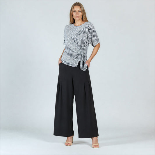 Side Tie Wrap Top - Houndstooth Grid - Final Sale | Clara Sunwoo