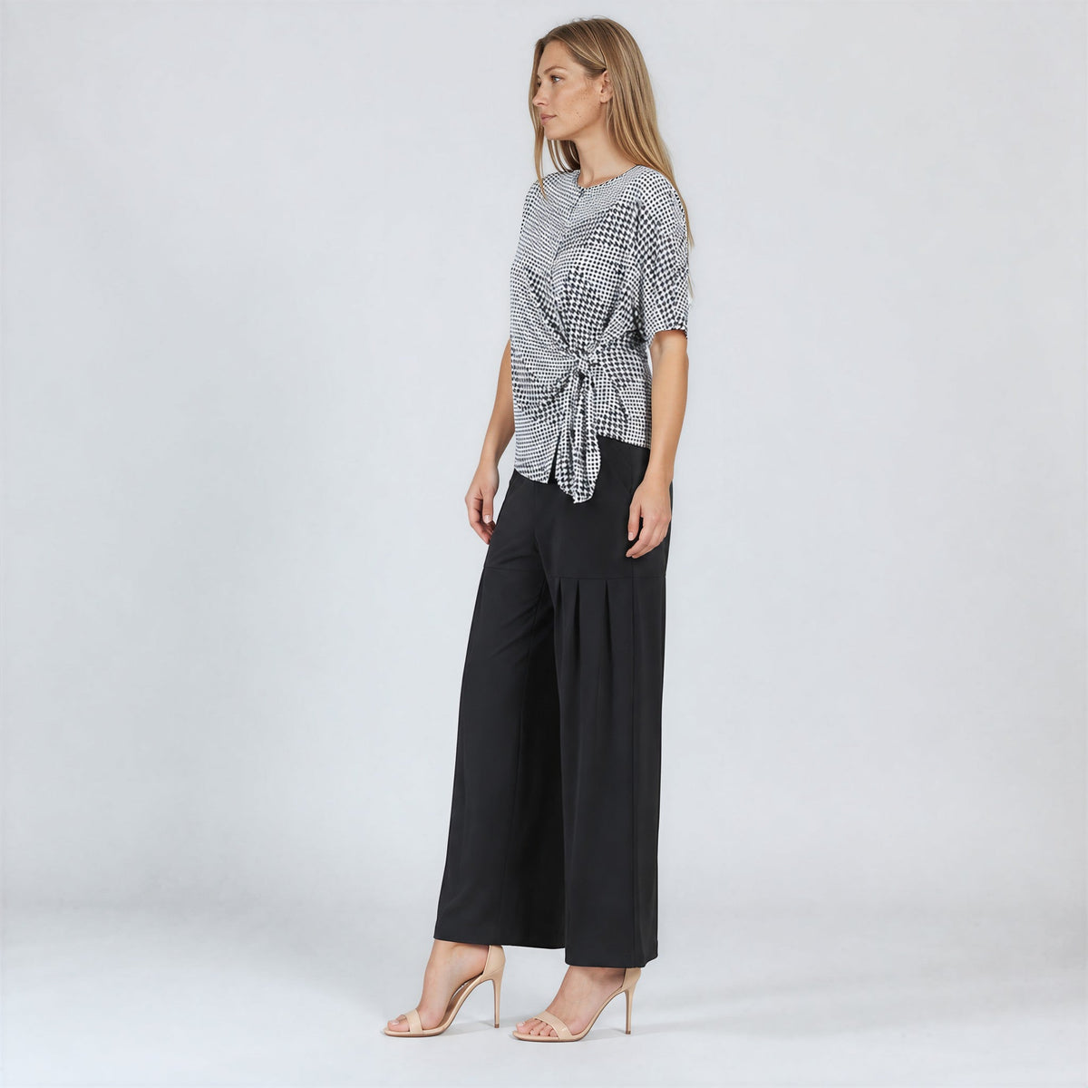 Side Tie Wrap Top - Houndstooth Grid - Final Sale | Clara Sunwoo