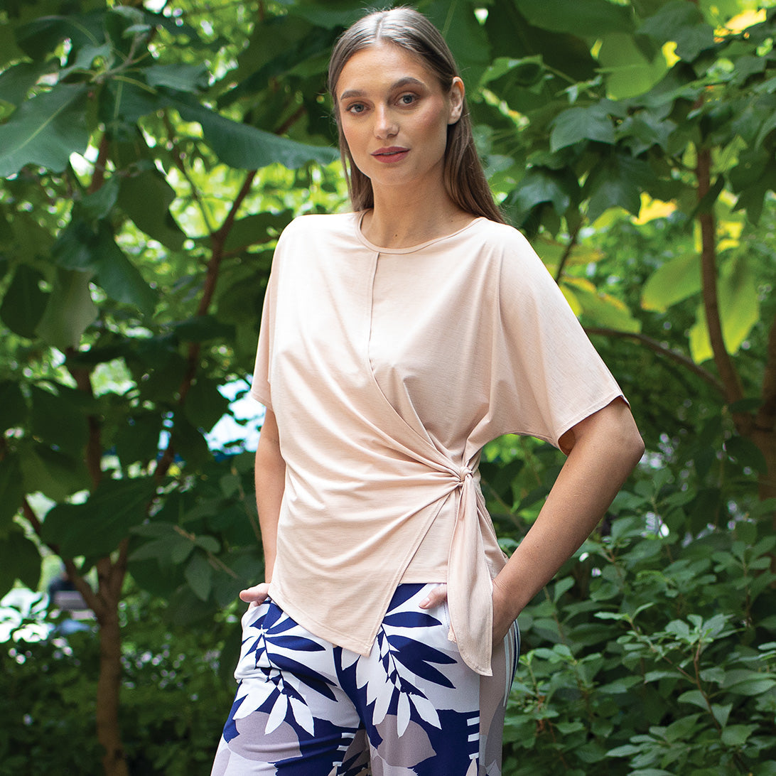 Peach Knit - Side Tie Wrap Top - Peach - Final Sale! | Clara Sunwoo