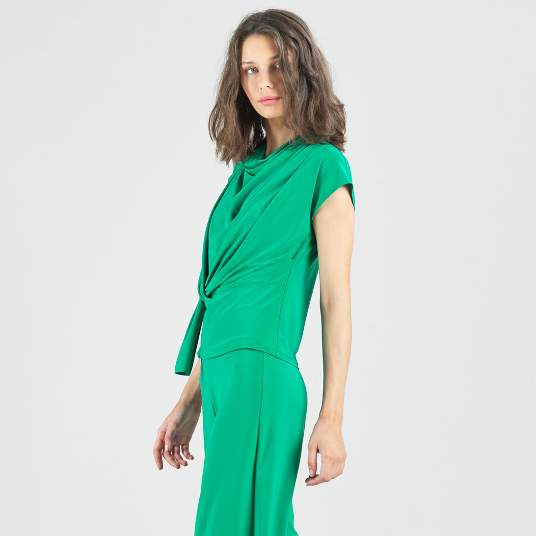 Drape Neck Loop Front Top - Emerald - Final Sale | Clara Sunwoo