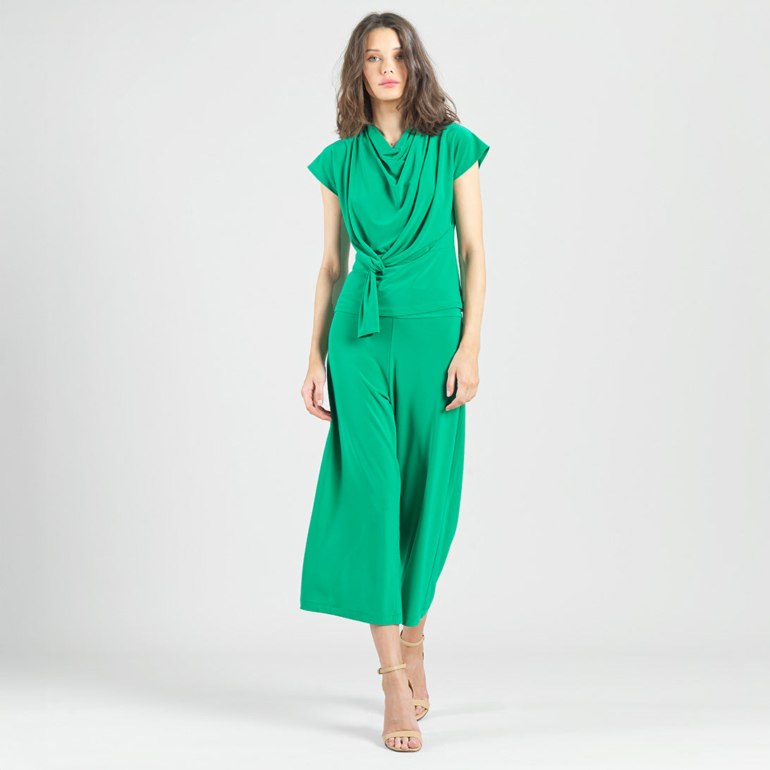 Drape Neck Loop Front Top - Emerald - Final Sale | Clara Sunwoo