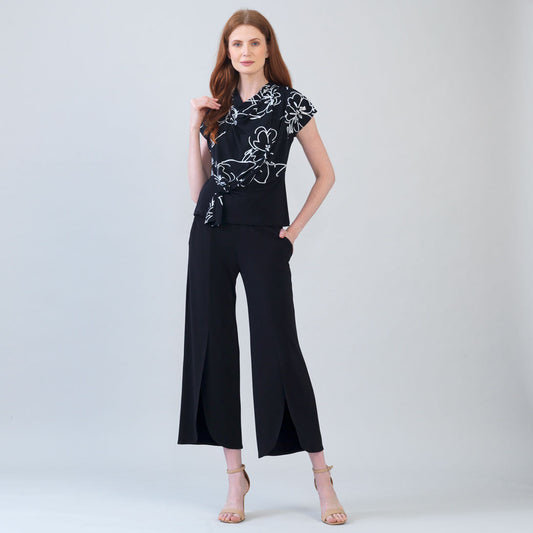 Crepe Knit - Drape Neck Loop Front Top - Blossom Sketch - Final Sale | Clara Sunwoo