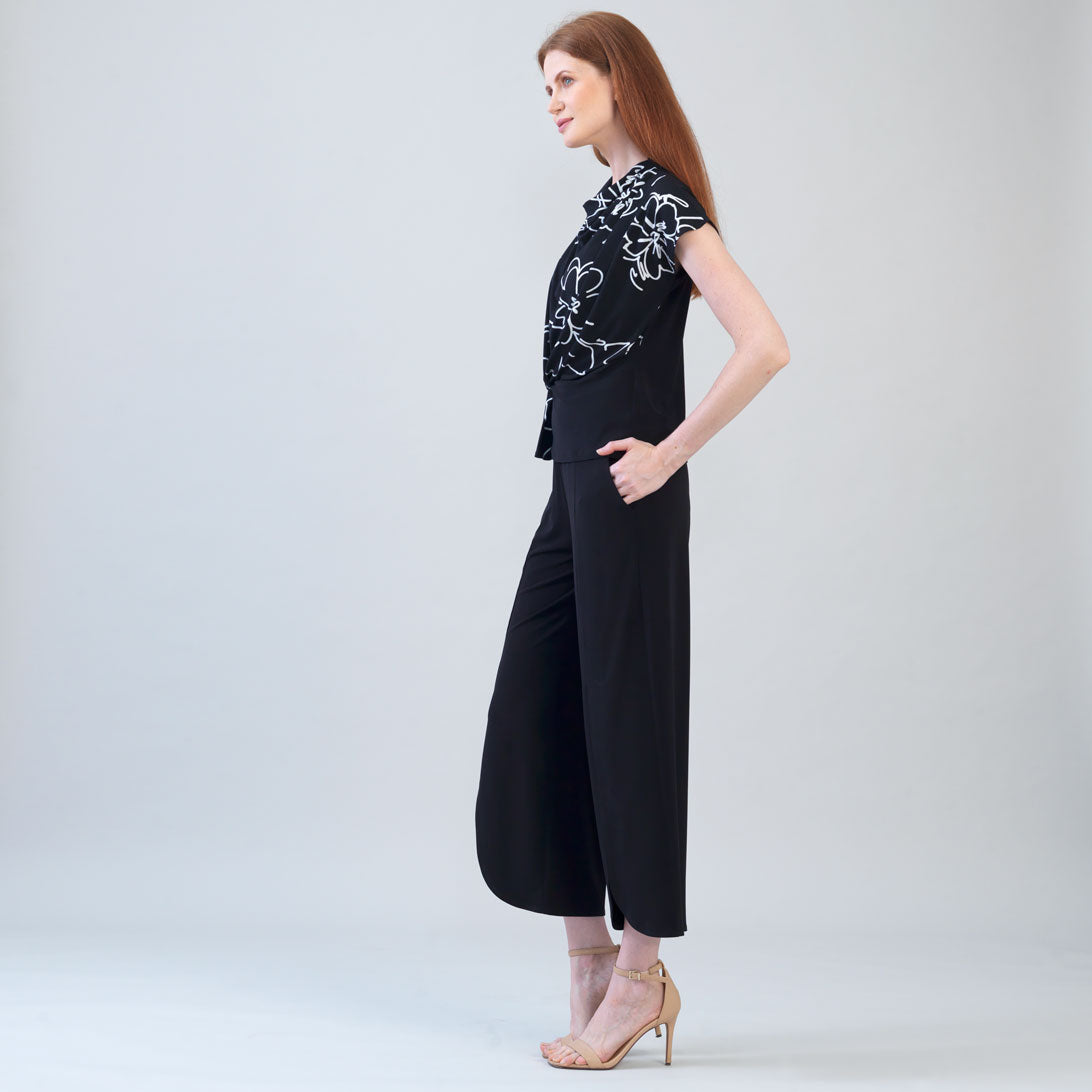 Crepe Knit - Drape Neck Loop Front Top - Blossom Sketch - Final Sale | Clara Sunwoo