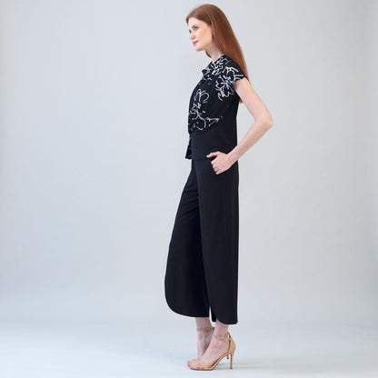 Crepe Knit - Drape Neck Loop Front Top - Blossom Sketch - Final Sale | Clara Sunwoo