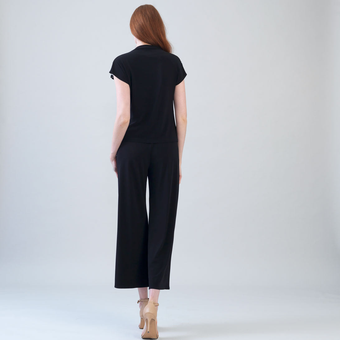 Crepe Knit - Drape Neck Loop Front Top - Blossom Sketch - Final Sale | Clara Sunwoo
