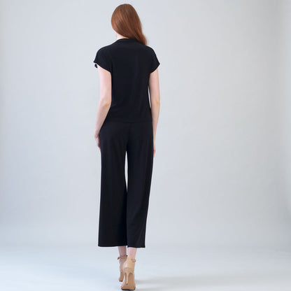 Crepe Knit - Drape Neck Loop Front Top - Blossom Sketch - Final Sale | Clara Sunwoo