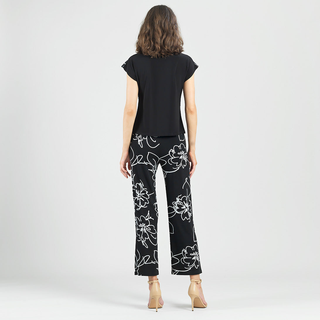 Crepe Knit - Drape Neck Loop Front Top - Blossom Sketch - Final Sale | Clara Sunwoo