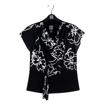 Crepe Knit - Drape Neck Loop Front Top - Blossom Sketch - Final Sale | Clara Sunwoo