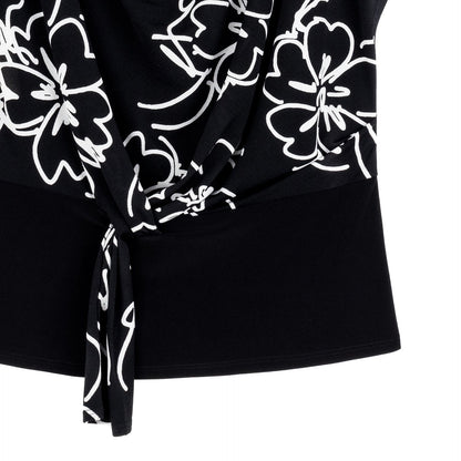 Crepe Knit - Drape Neck Loop Front Top - Blossom Sketch - Final Sale | Clara Sunwoo