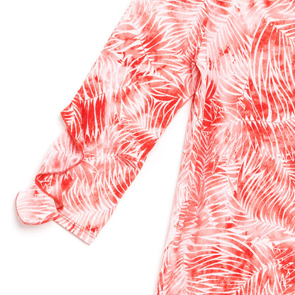 Light Knit - Flutter Cuff Angle Vent Tunic - Palm Branch-Coral - Final Sale! | Clara Sunwoo