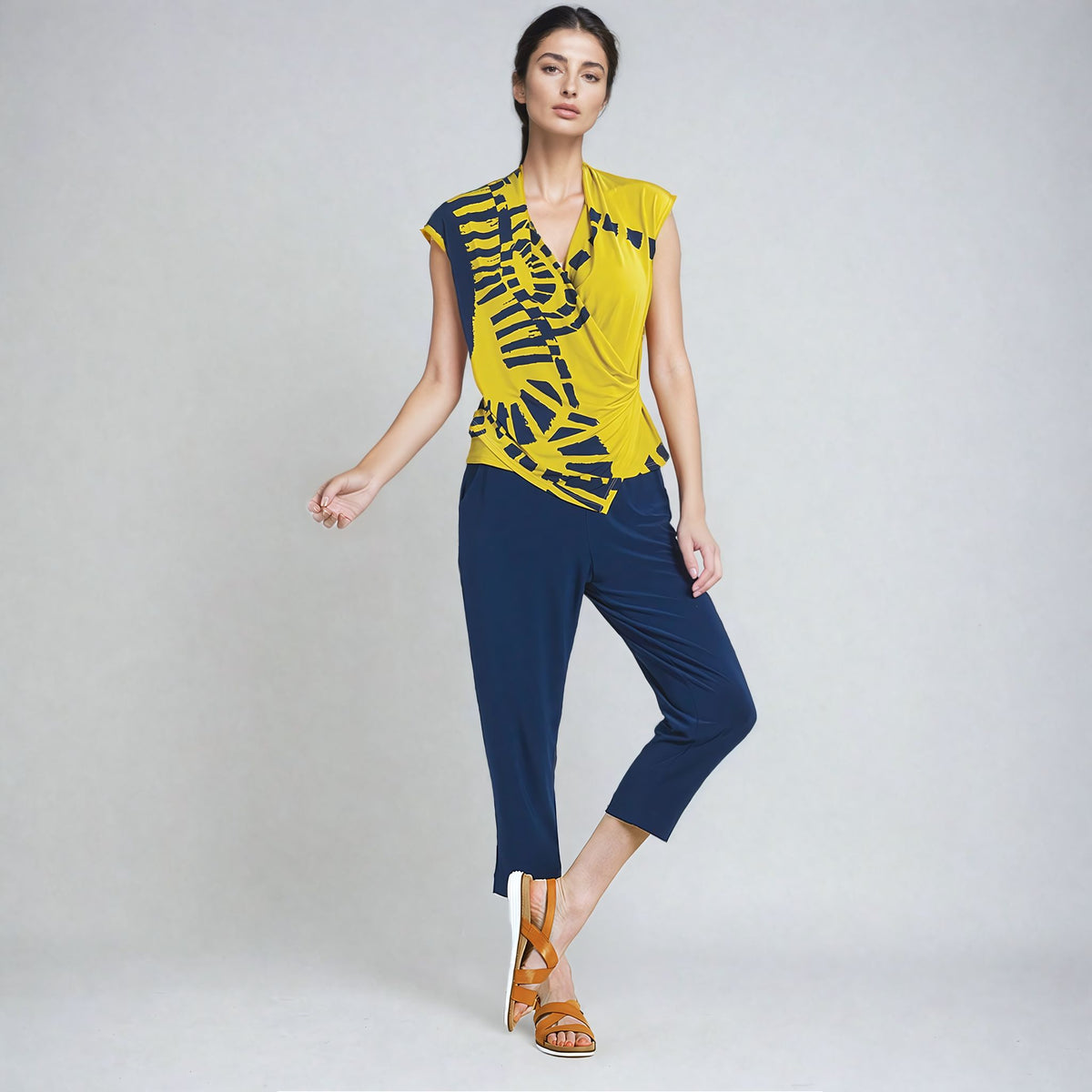 Crossover Faux Wrap Top - Track Line - Final Sale | Clara Sunwoo
