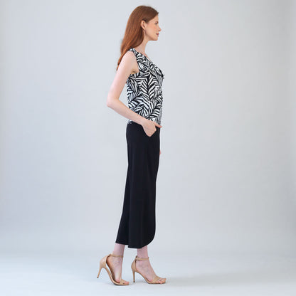 Ribbon One Shoulder Ruffle Neckline Top - Leaf Stripe - Final Sale! | Clara Sunwoo