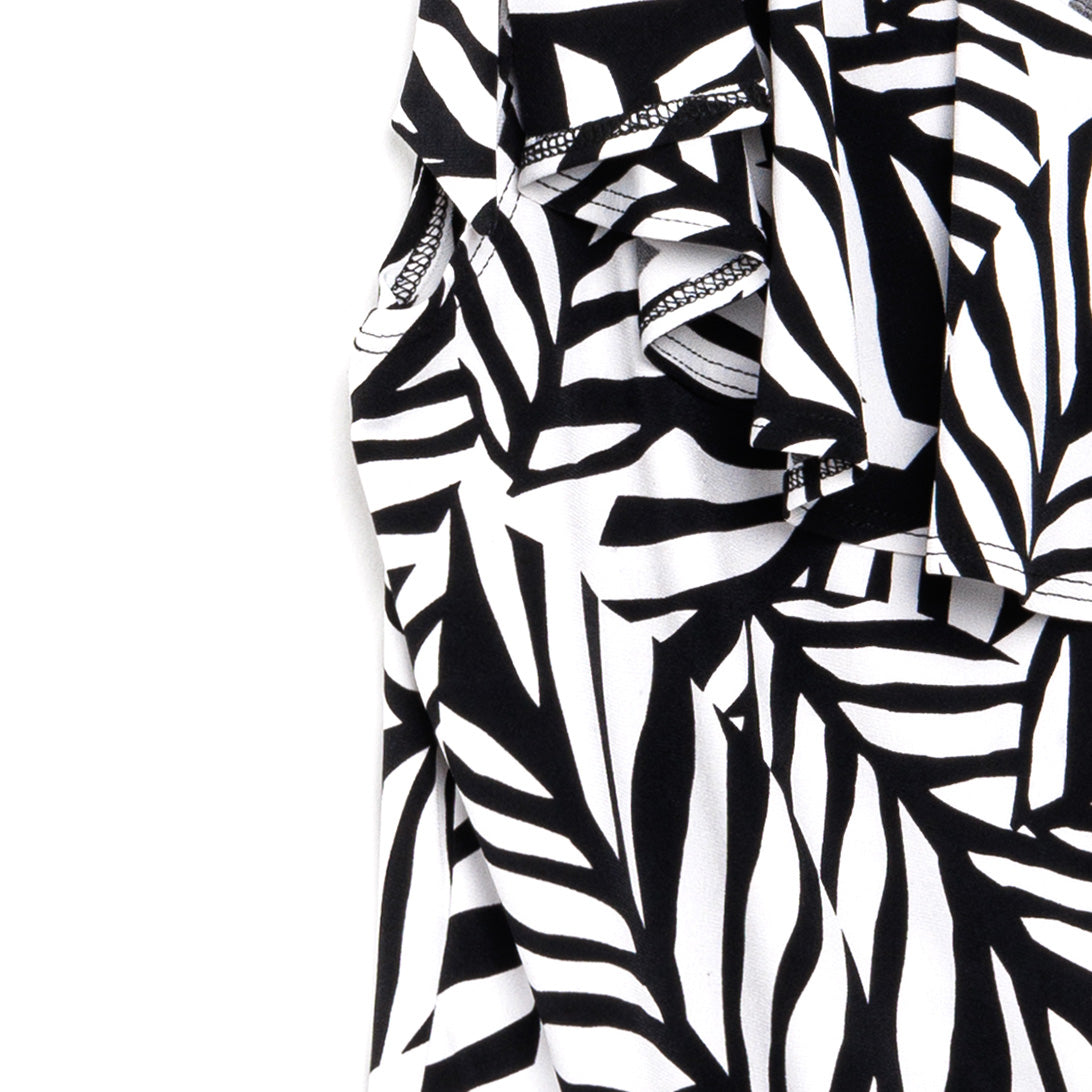 Ribbon One Shoulder Ruffle Neckline Top - Leaf Stripe - Final Sale! | Clara Sunwoo