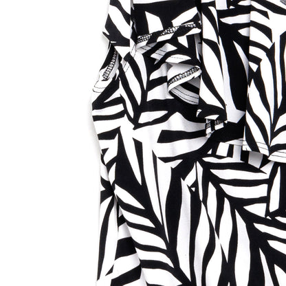 Ribbon One Shoulder Ruffle Neckline Top - Leaf Stripe - Final Sale! | Clara Sunwoo