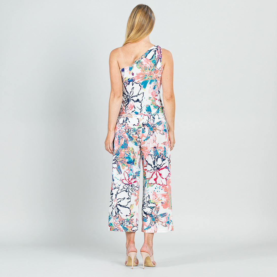 Butter Knit - Ribbon One Shoulder Ruffle Neckline Top - Water Floral - Final Sale! | Clara Sunwoo