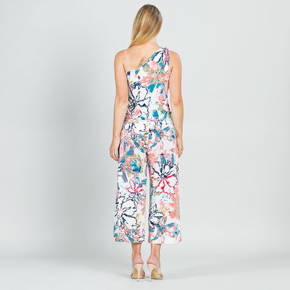 Butter Knit - Ribbon One Shoulder Ruffle Neckline Top - Water Floral - Final Sale! | Clara Sunwoo