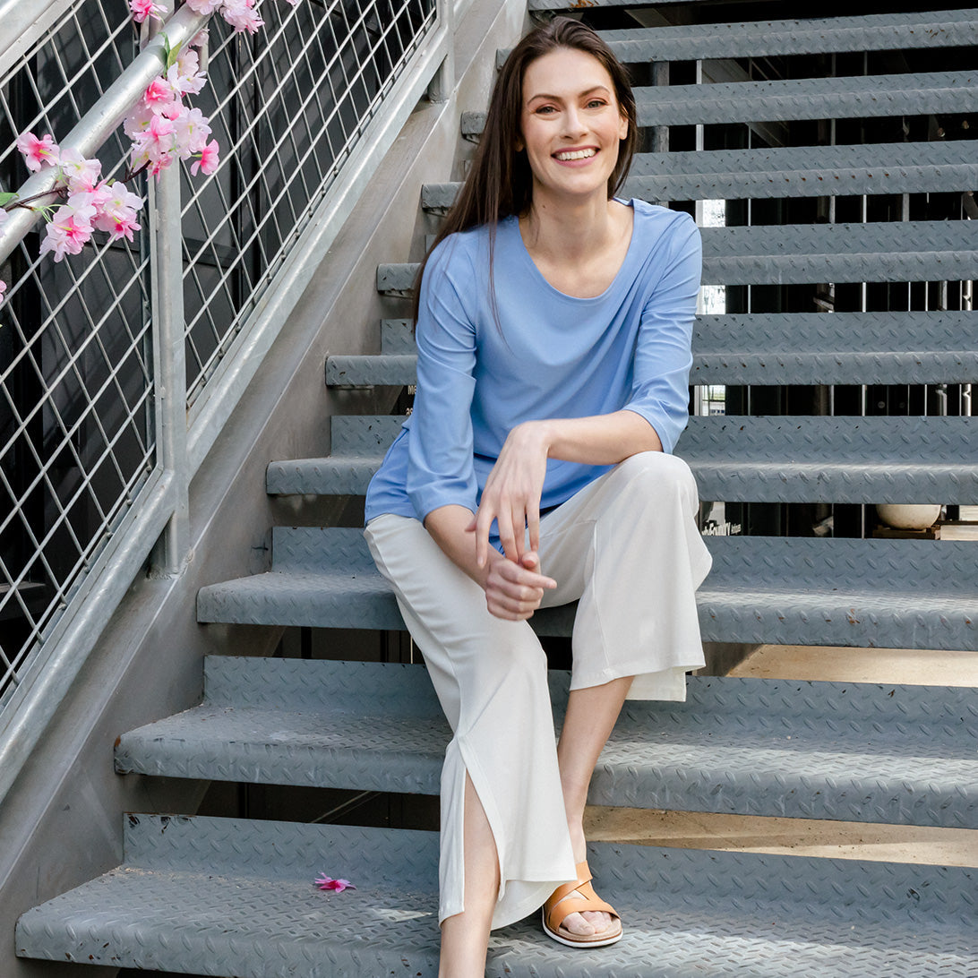 Stitch Line Angle Vent Tunic - Vista Blue - Final Sale | Clara Sunwoo