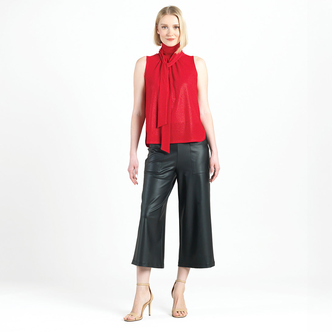 Glimmer Speck - Mock Neck-Tie Detail Top - Red - Final Sale! | Clara Sunwoo
