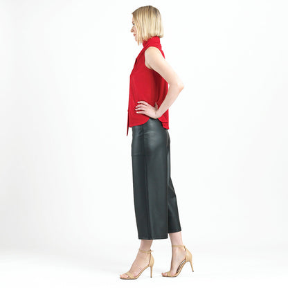 Glimmer Speck - Mock Neck-Tie Detail Top - Red - Final Sale! | Clara Sunwoo