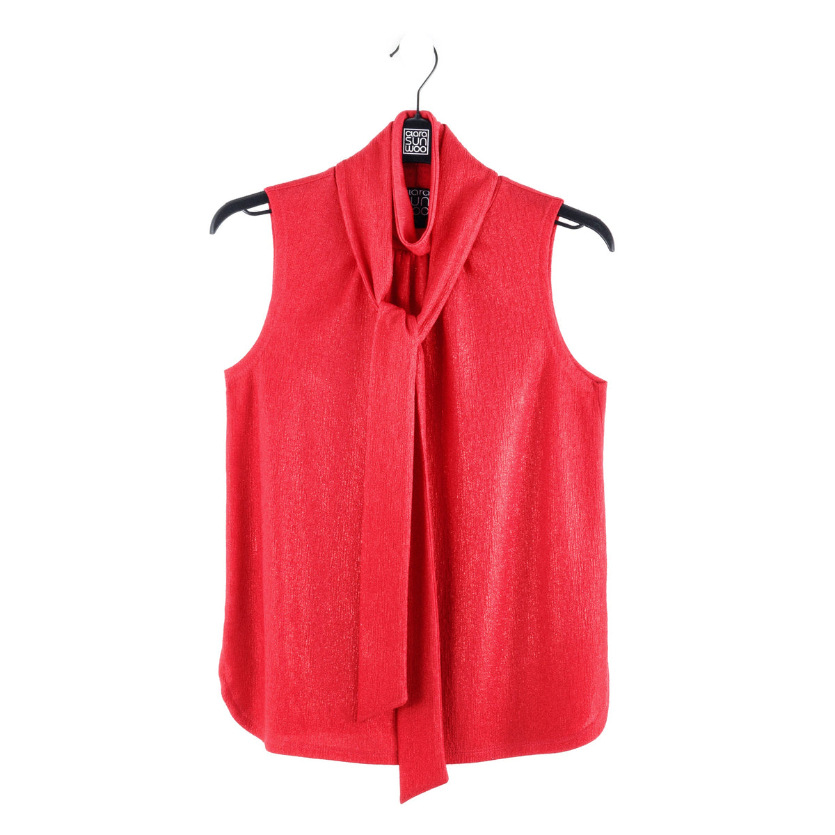 Glimmer Speck - Mock Neck-Tie Detail Top - Red - Final Sale! | Clara Sunwoo