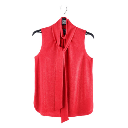 Glimmer Speck - Mock Neck-Tie Detail Top - Red - Final Sale! | Clara Sunwoo