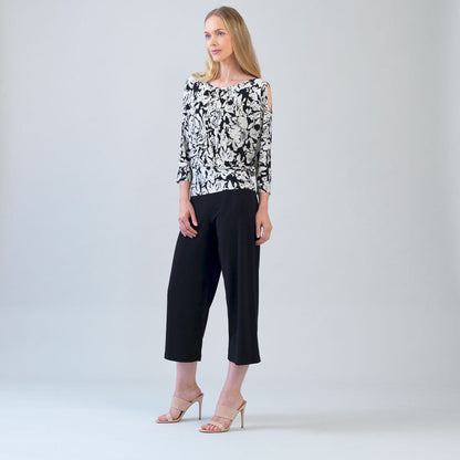 Open Shoulder Blouson Waist Top - Abstract Rose - Final Sale | Clara Sunwoo