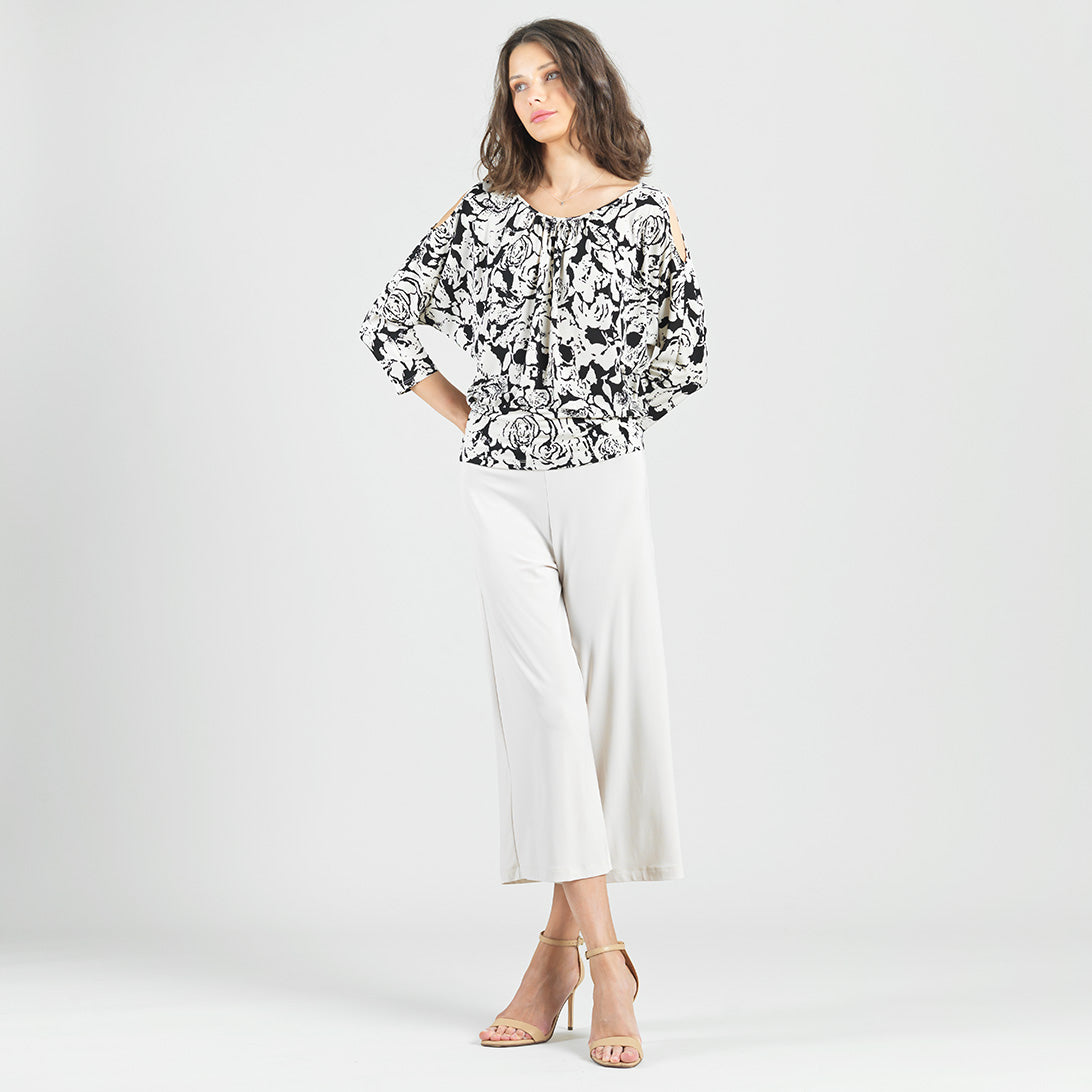 Open Shoulder Blouson Waist Top - Abstract Rose - Final Sale | Clara Sunwoo